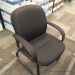 Black Fabric Sleigh Guest Side Chair, Curved Arms